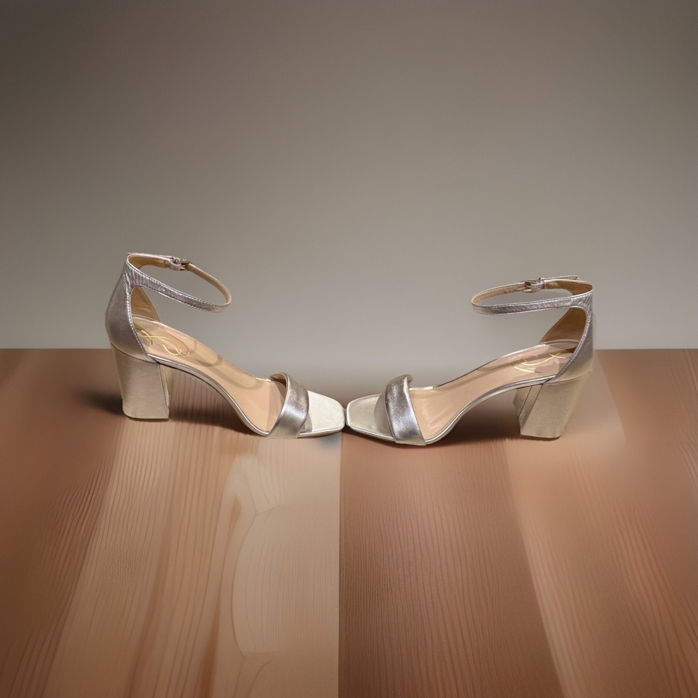 Sam Edelman Womens Silver Leather Daniella Ankle Strap Heels Size 7 - Picture 5 of 8